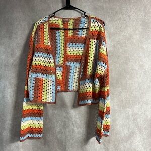 Colorful Patchwork Crochet Cardigan